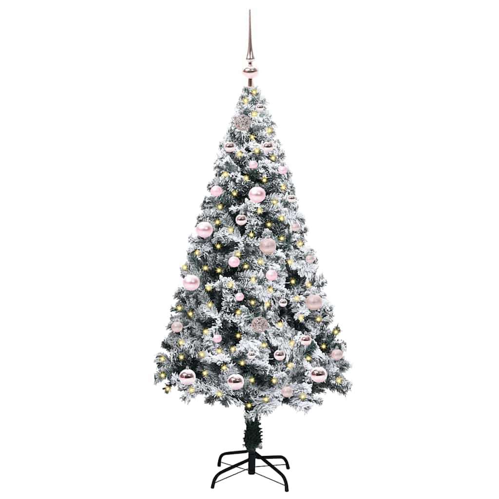 Kunstigt juletræ med stativ Hvid 150 cm PVC og Stål og Plastik