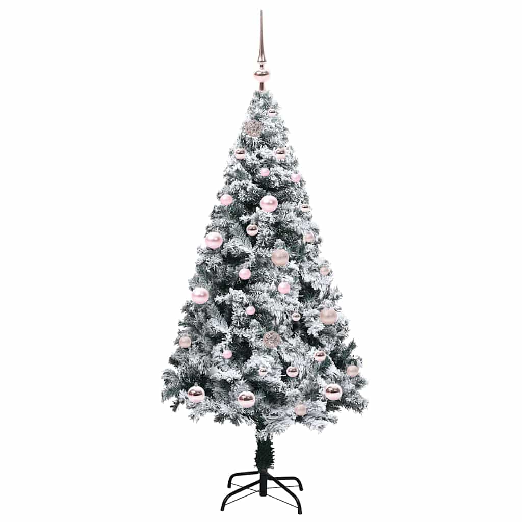 Kunstigt juletræ med stativ Hvid 150 cm PVC og Stål og Plastik