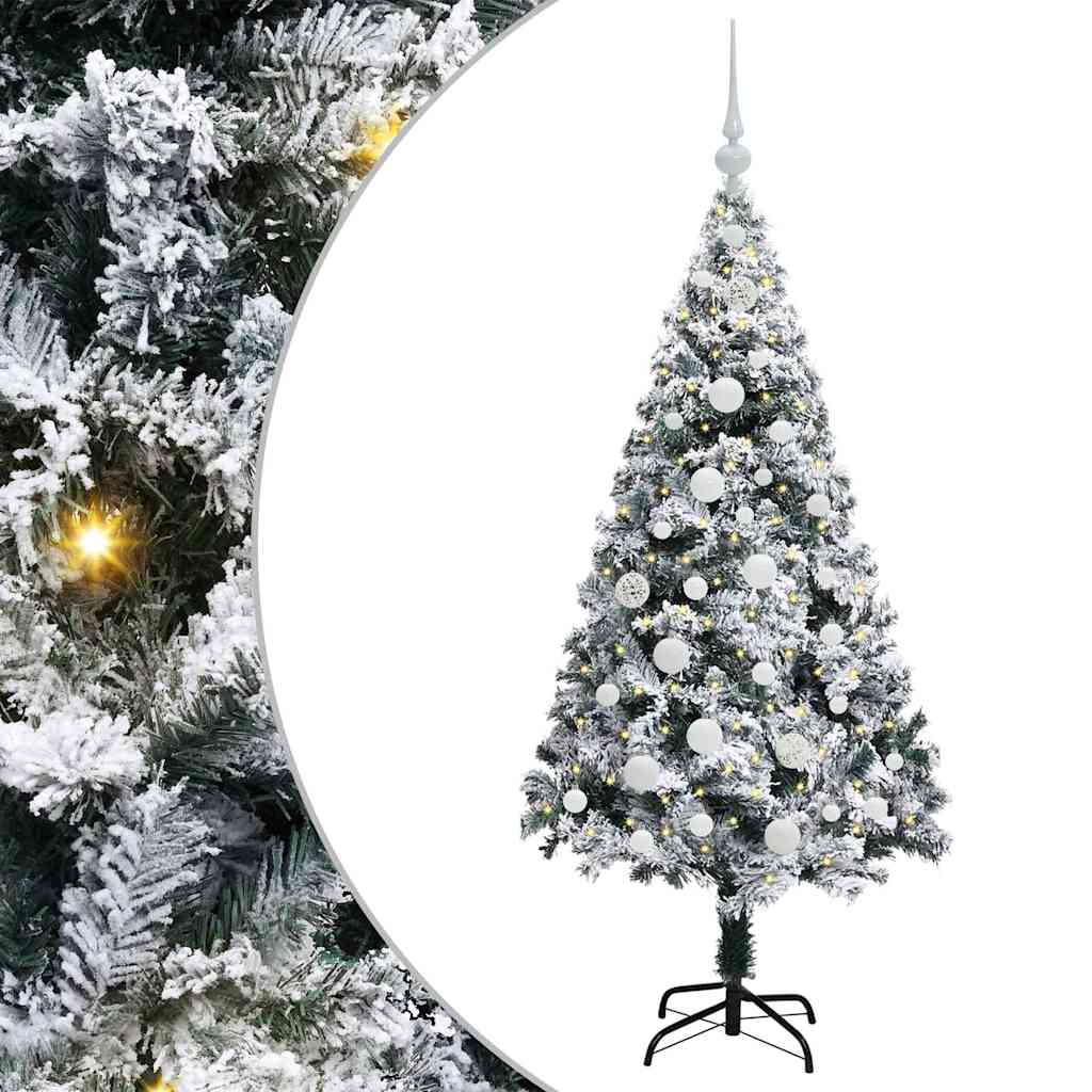 Kunstigt juletræ med stativ Hvid 150 cm PVC og Stål og Plastik
