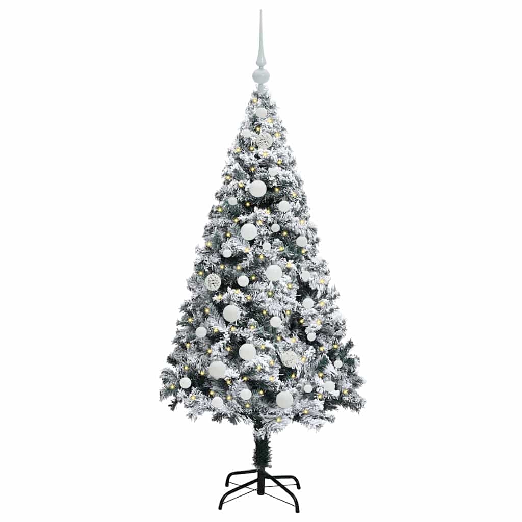Kunstigt juletræ med stativ Hvid 150 cm PVC og Stål og Plastik