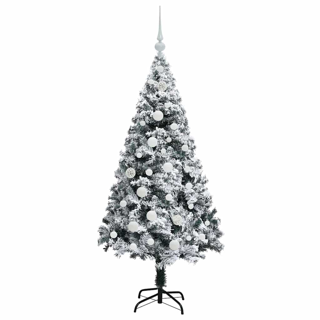 Kunstigt juletræ med stativ Hvid 150 cm PVC og Stål og Plastik