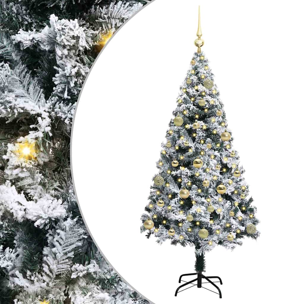 Kunstigt juletræ med stativ Hvid 150 cm PVC og Stål og Plastik