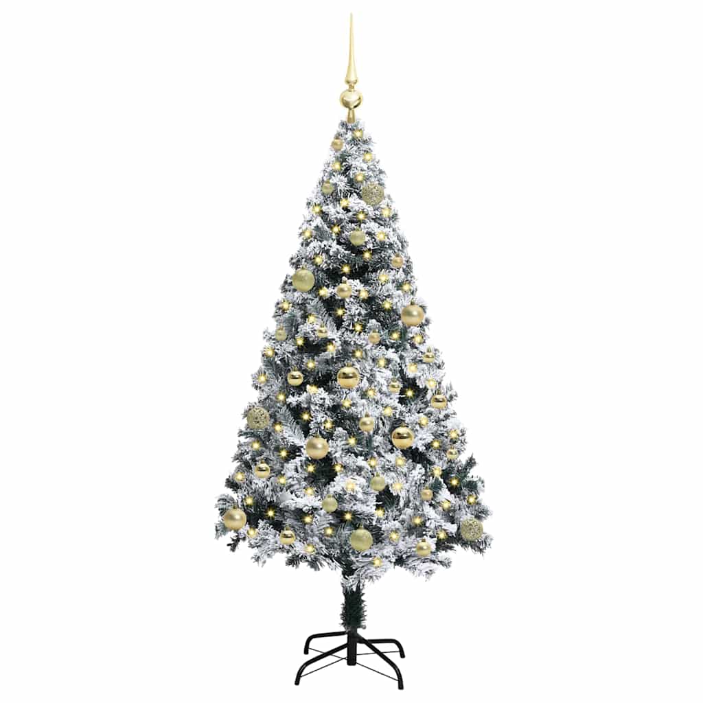 Kunstigt juletræ med stativ Hvid 150 cm PVC og Stål og Plastik