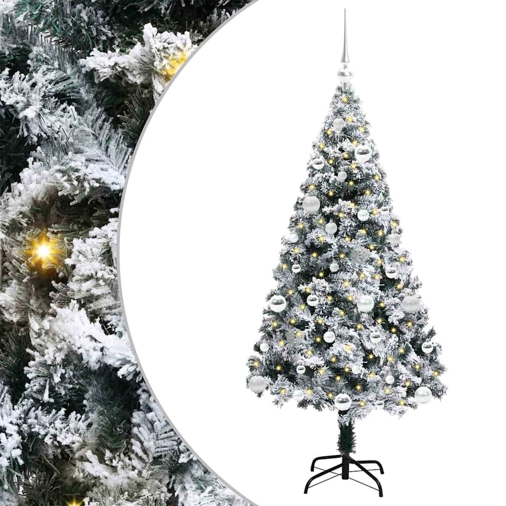 Kunstigt juletræ med stativ Hvid 150 cm PVC og Stål og Plastik