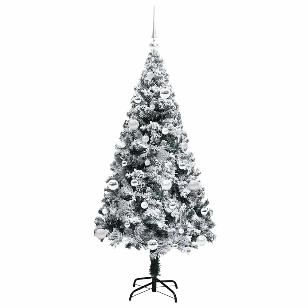 Kunstigt juletræ med stativ Hvid 150 cm PVC og Stål og Plastik