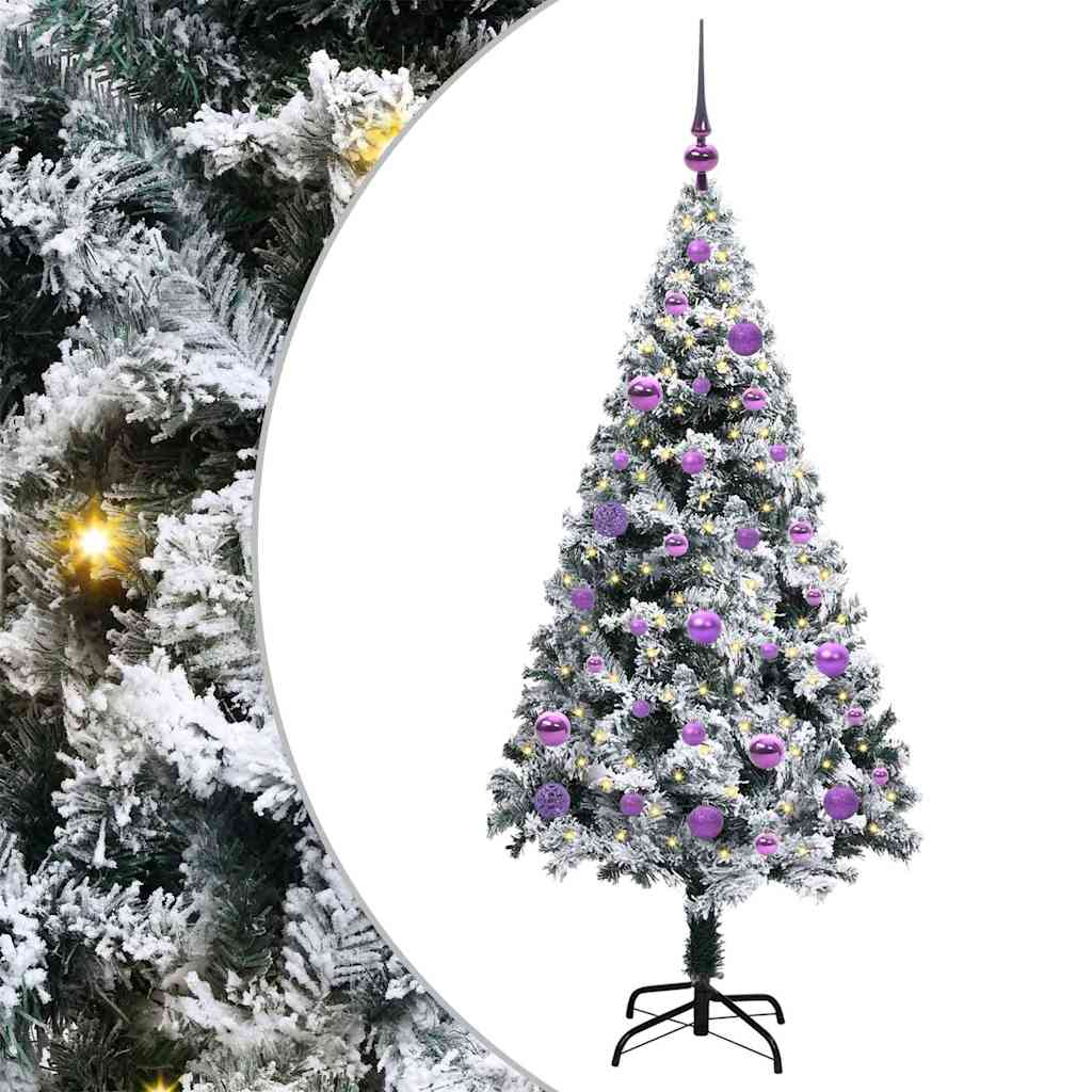 Kunstigt juletræ med stativ Hvid 150 cm PVC og Stål og Plastik