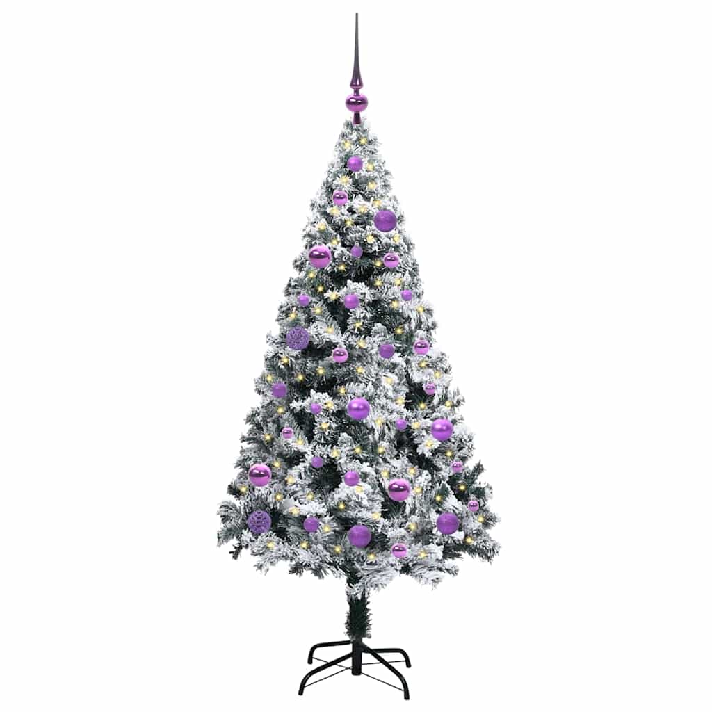 Kunstigt juletræ med stativ Hvid 150 cm PVC og Stål og Plastik