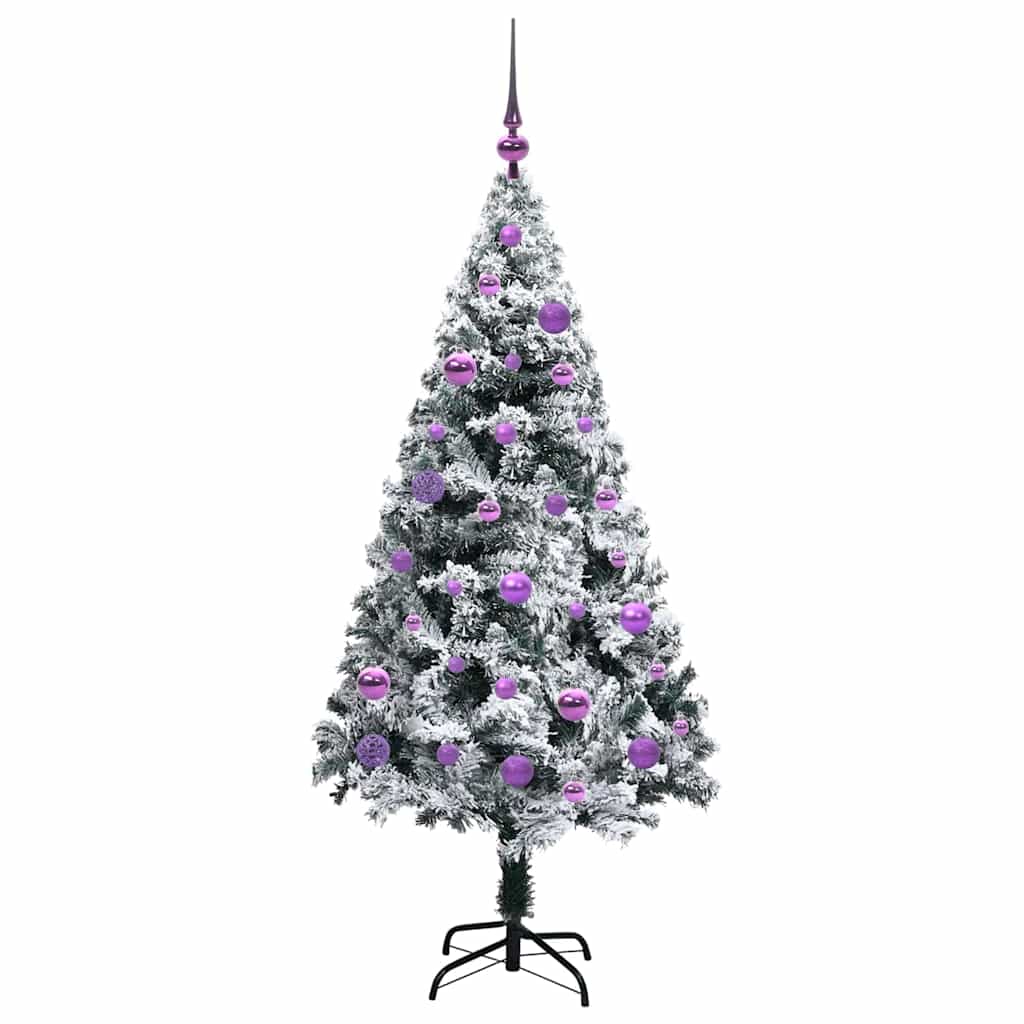 Kunstigt juletræ med stativ Hvid 150 cm PVC og Stål og Plastik
