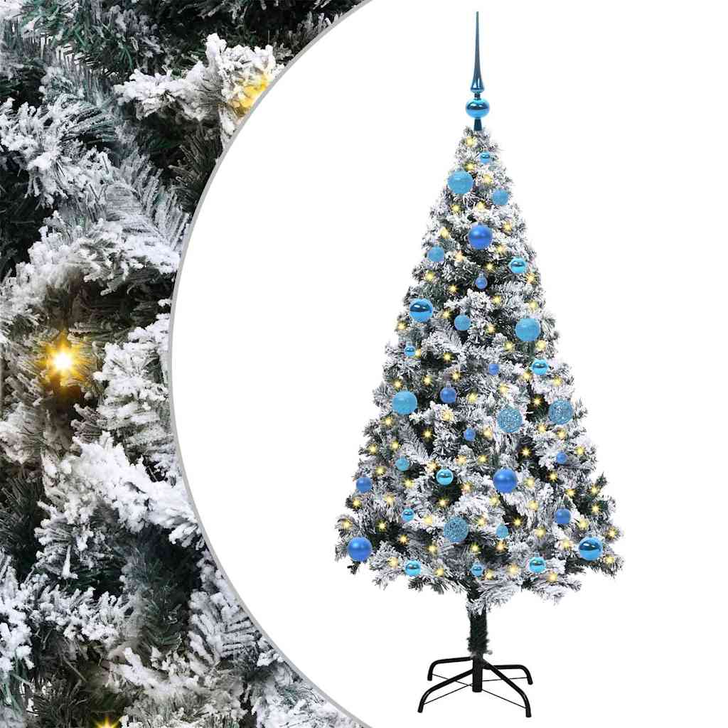 Kunstigt juletræ med stativ Hvid 150 cm PVC og Stål og Plastik