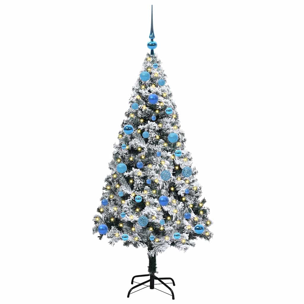 Kunstigt juletræ med stativ Hvid 150 cm PVC og Stål og Plastik