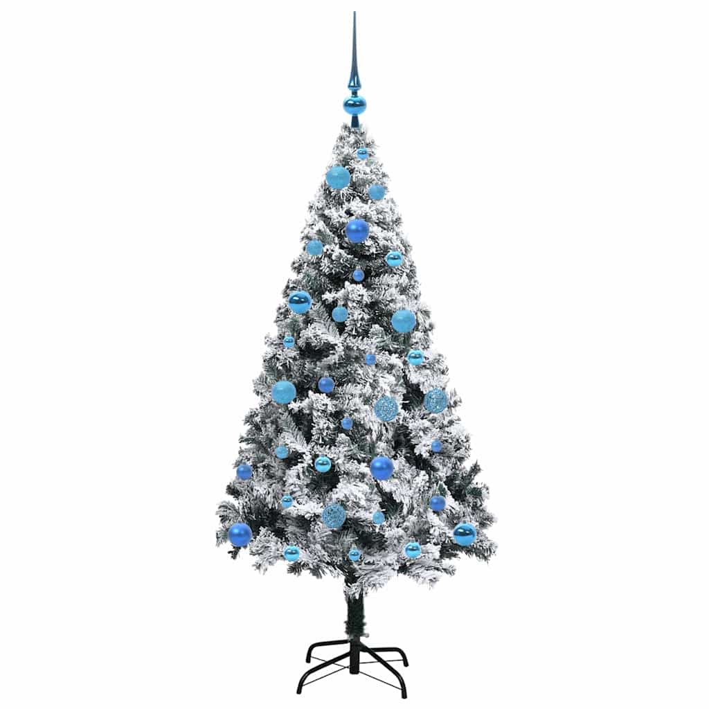 Kunstigt juletræ med stativ Hvid 150 cm PVC og Stål og Plastik