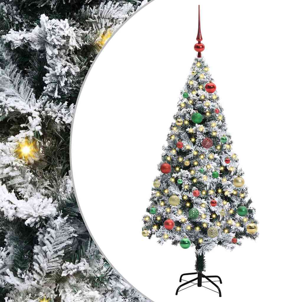 Kunstigt juletræ med stativ Hvid 150 cm PVC og Stål og Plastik