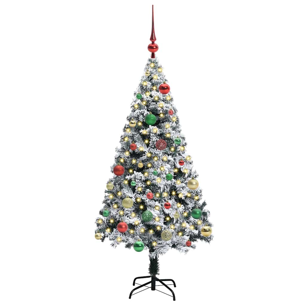 Kunstigt juletræ med stativ Hvid 150 cm PVC og Stål og Plastik