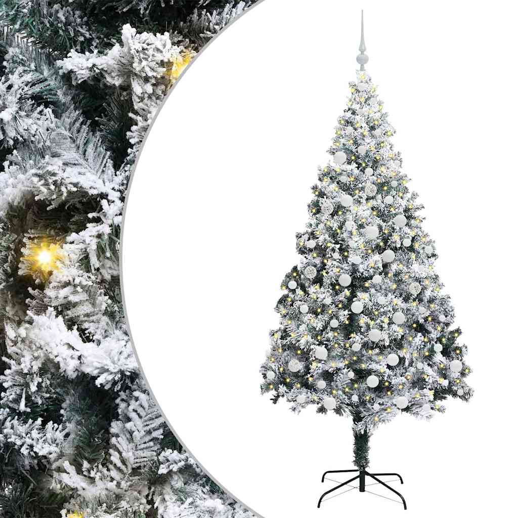 Kunstigt juletræ Hvid 180 cm PVC og Stål og Plastik