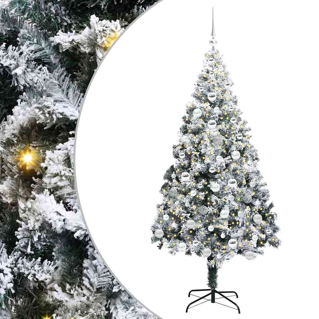 Kunstigt juletræ Hvid 180 cm PVC og Stål og Plastik