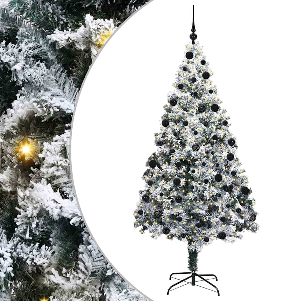 Kunstigt juletræ Hvid 210 cm PVC og Stål og Plastik