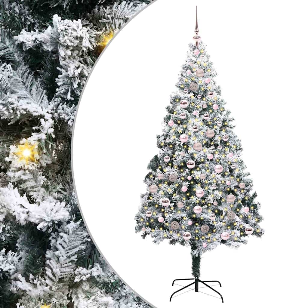 Kunstigt juletræ Hvid 210 cm PVC og Stål og Plastik