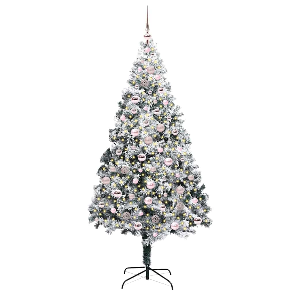 Kunstigt juletræ Hvid 210 cm PVC og Stål og Plastik