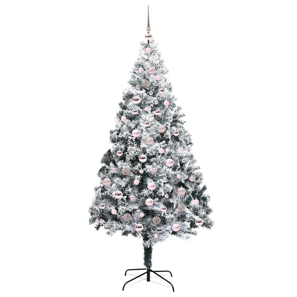 Kunstigt juletræ Hvid 210 cm PVC og Stål og Plastik