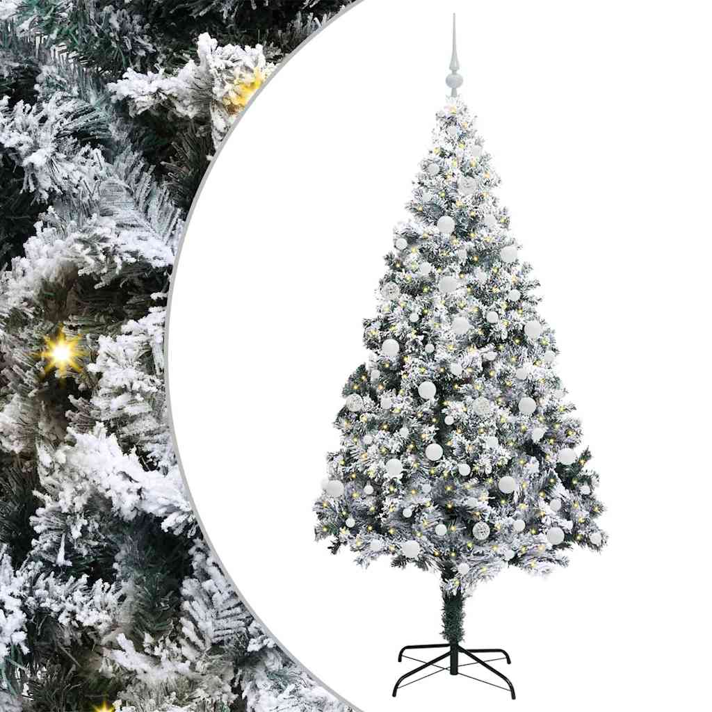 Kunstigt juletræ Hvid 210 cm PVC og Stål og Plastik