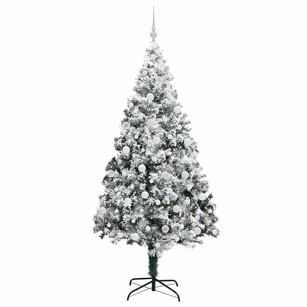 Kunstigt juletræ Hvid 210 cm PVC og Stål og Plastik