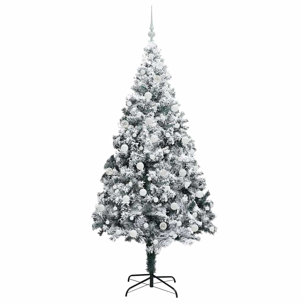 Kunstigt juletræ Hvid 210 cm PVC og Stål og Plastik