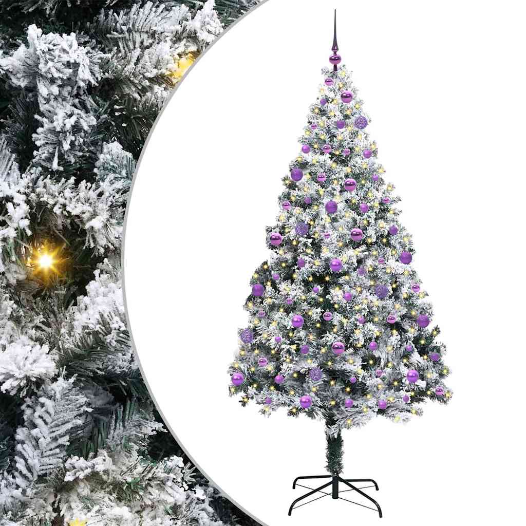 Kunstigt juletræ Hvid 210 cm PVC og Stål og Plastik