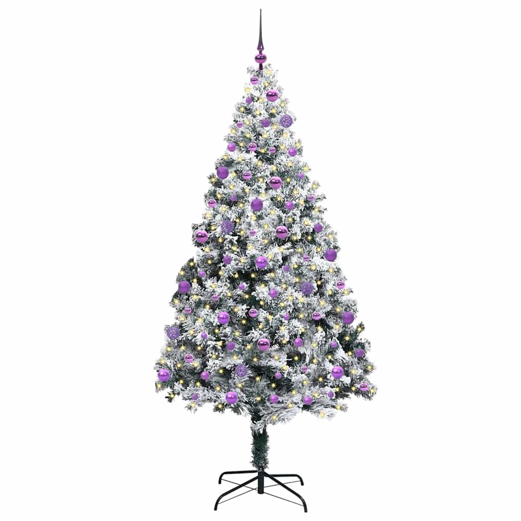 Kunstigt juletræ Hvid 210 cm PVC og Stål og Plastik