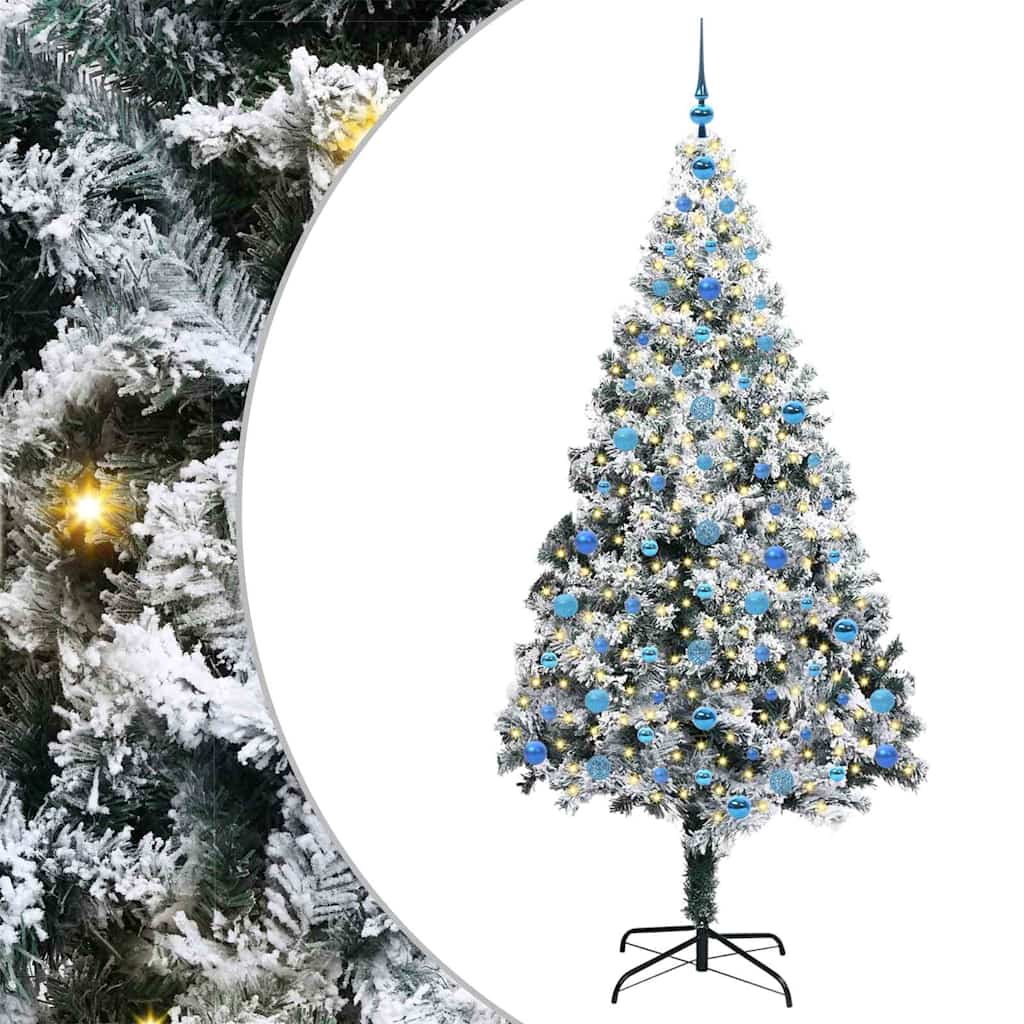 Kunstigt juletræ Hvid 210 cm PVC og Stål og Plastik