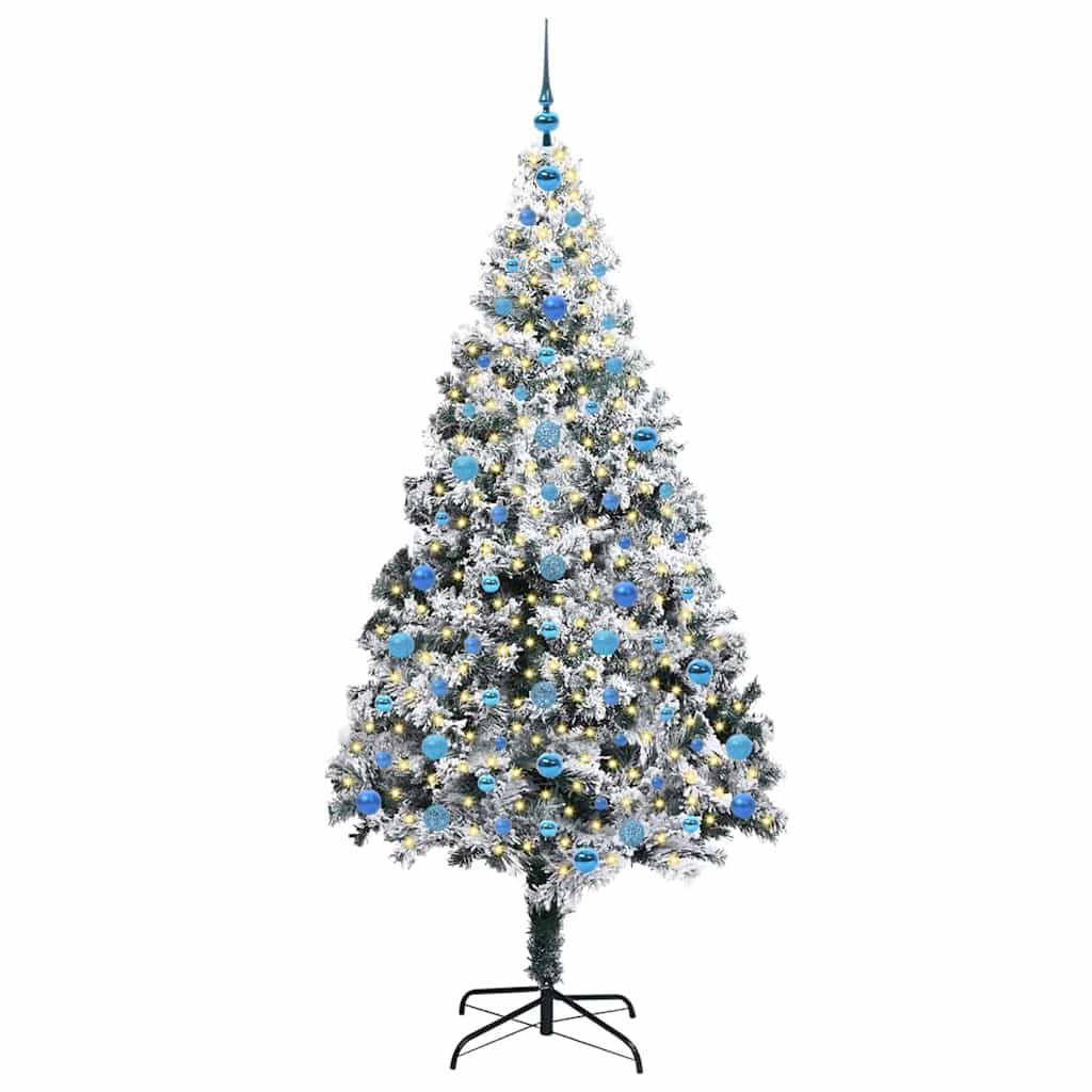 Kunstigt juletræ Hvid 210 cm PVC og Stål og Plastik