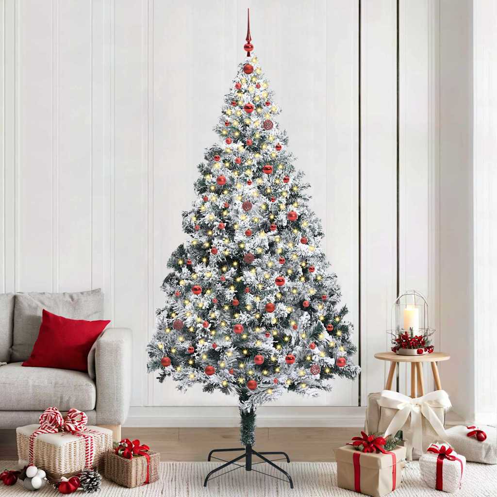 Kunstigt juletræ Hvid 240 cm PVC og Stål og Plastik