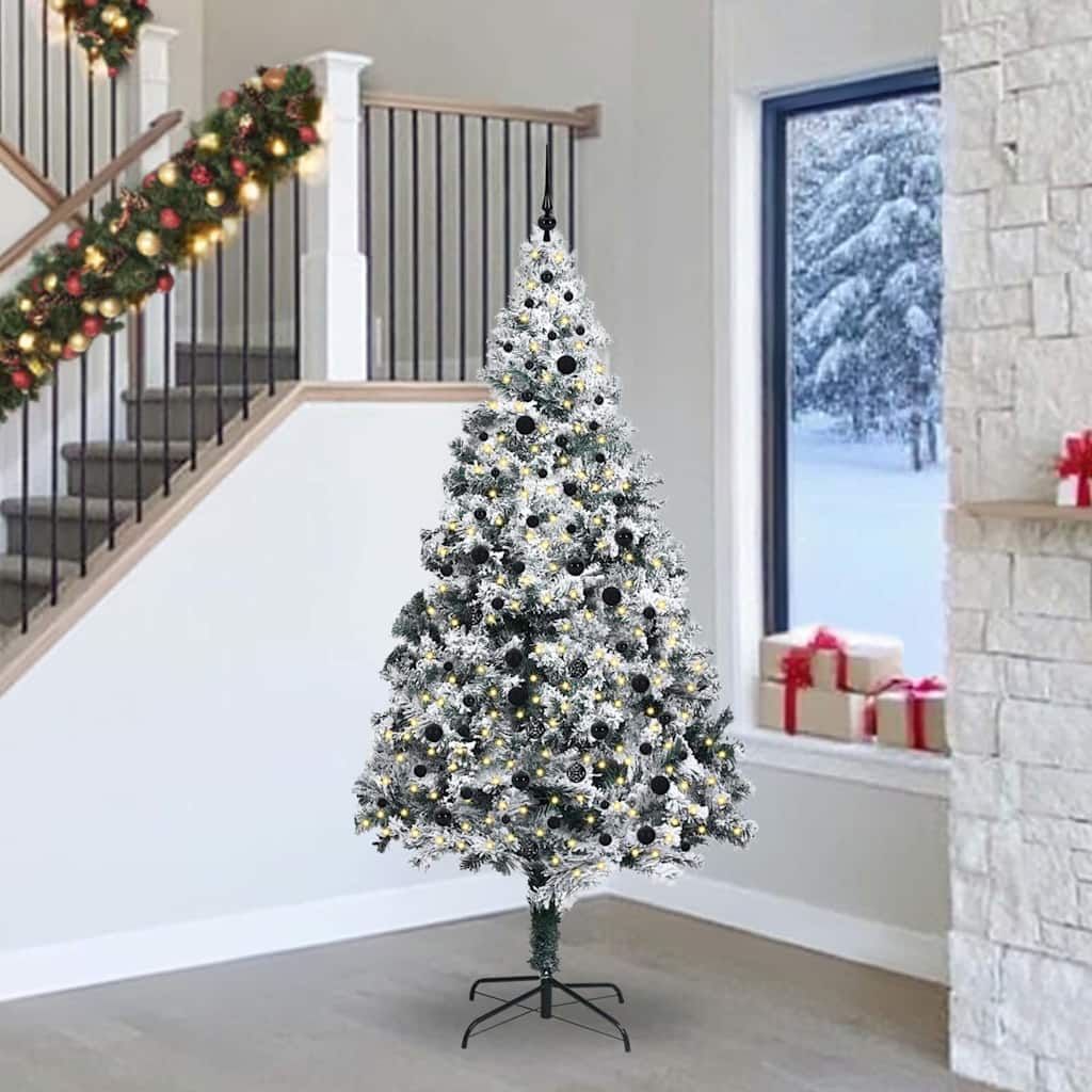 Kunstigt juletræ Hvid 240 cm PVC og Stål og Plastik
