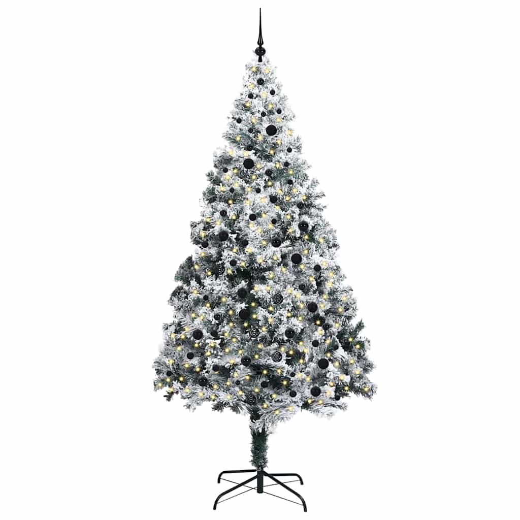 Kunstigt juletræ Hvid 240 cm PVC og Stål og Plastik