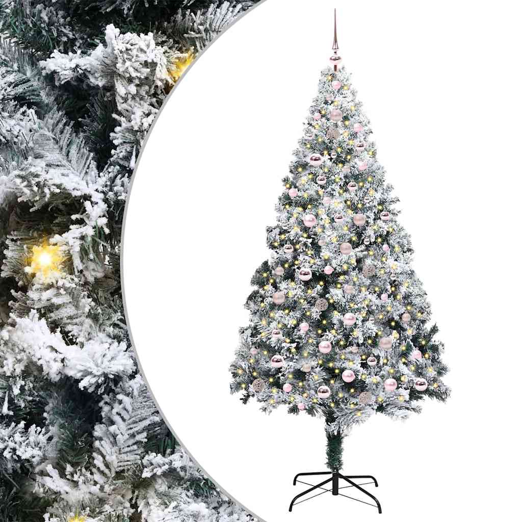 Kunstigt juletræ Hvid 240 cm PVC og Stål og Plastik