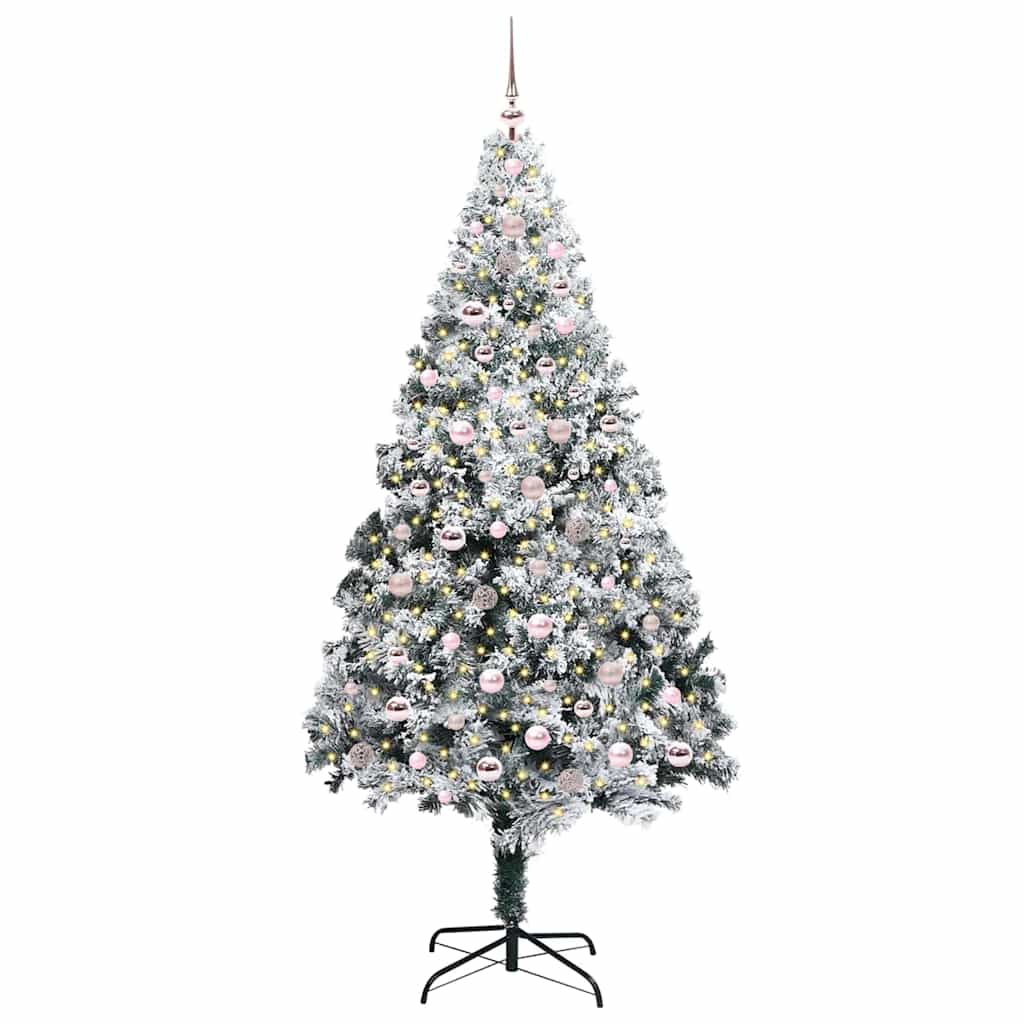 Kunstigt juletræ Hvid 240 cm PVC og Stål og Plastik