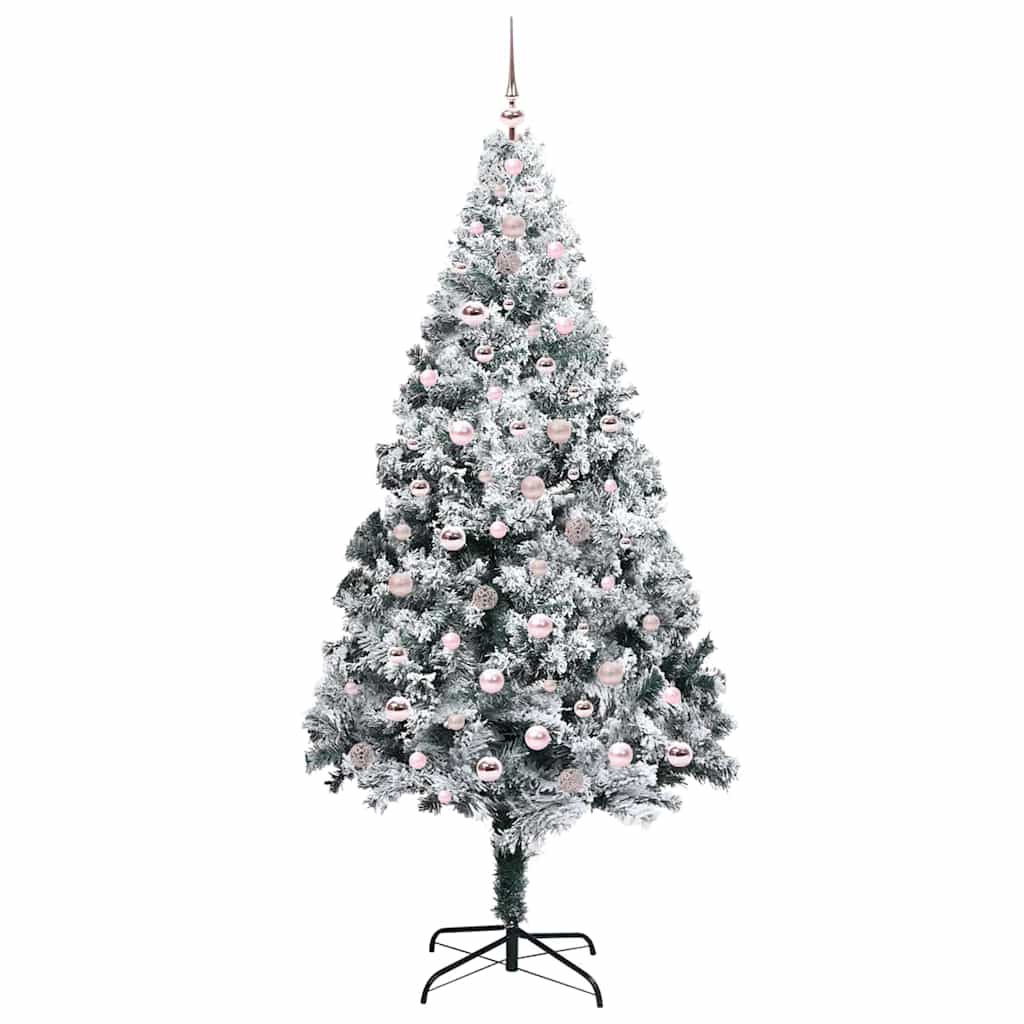 Kunstigt juletræ Hvid 240 cm PVC og Stål og Plastik