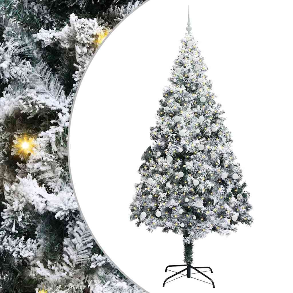 Kunstigt juletræ Hvid 240 cm PVC og Stål og Plastik