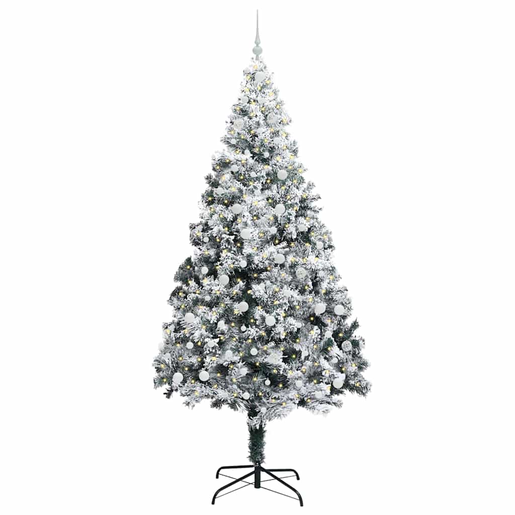 Kunstigt juletræ Hvid 240 cm PVC og Stål og Plastik