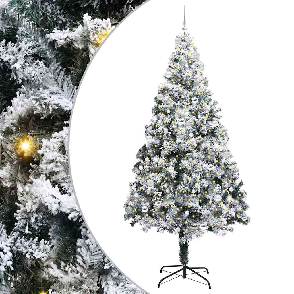 Kunstigt juletræ Hvid 240 cm PVC og Stål og Plastik
