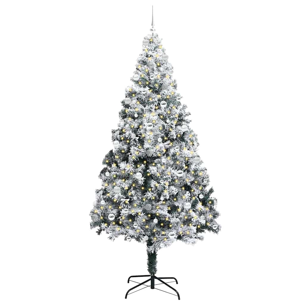 Kunstigt juletræ Hvid 240 cm PVC og Stål og Plastik