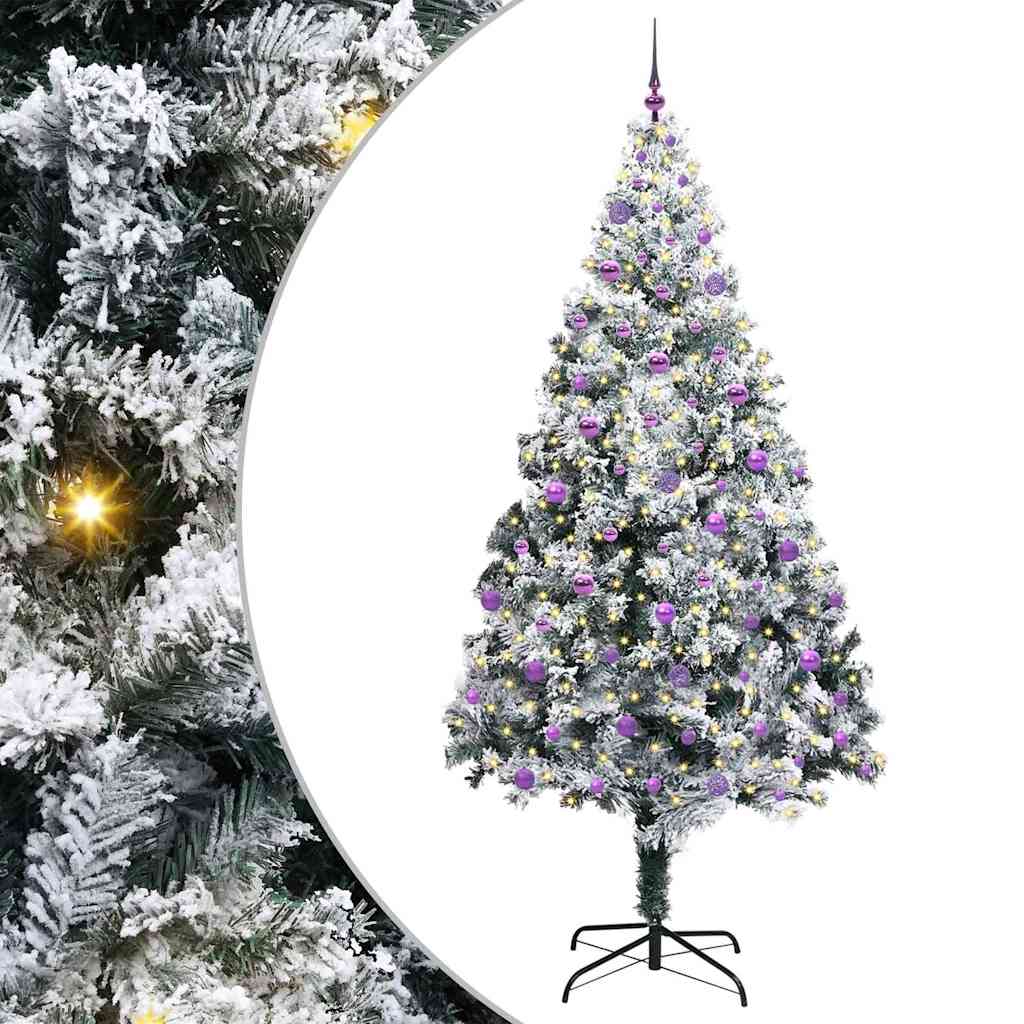 Kunstigt juletræ Hvid 240 cm PVC og Stål og Plastik