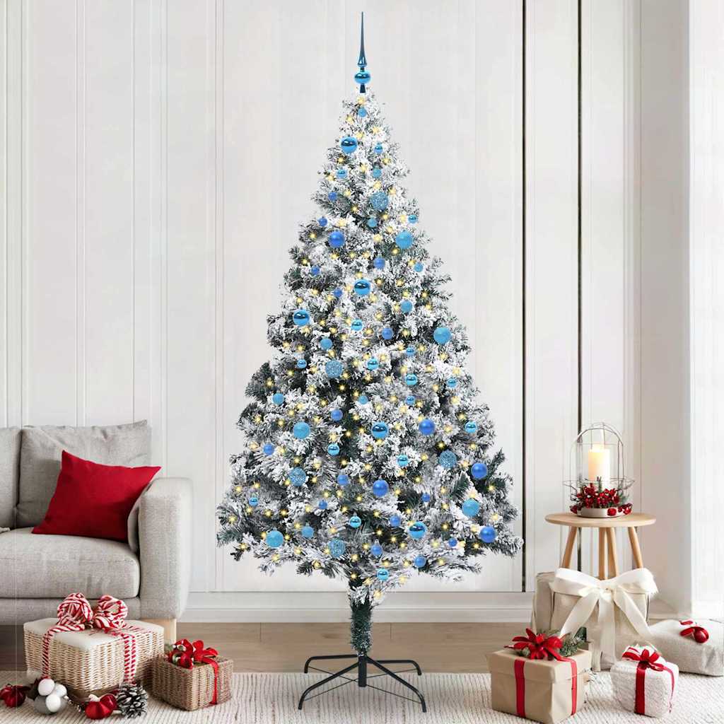 Kunstigt juletræ Hvid 240 cm PVC og Stål og Plastik