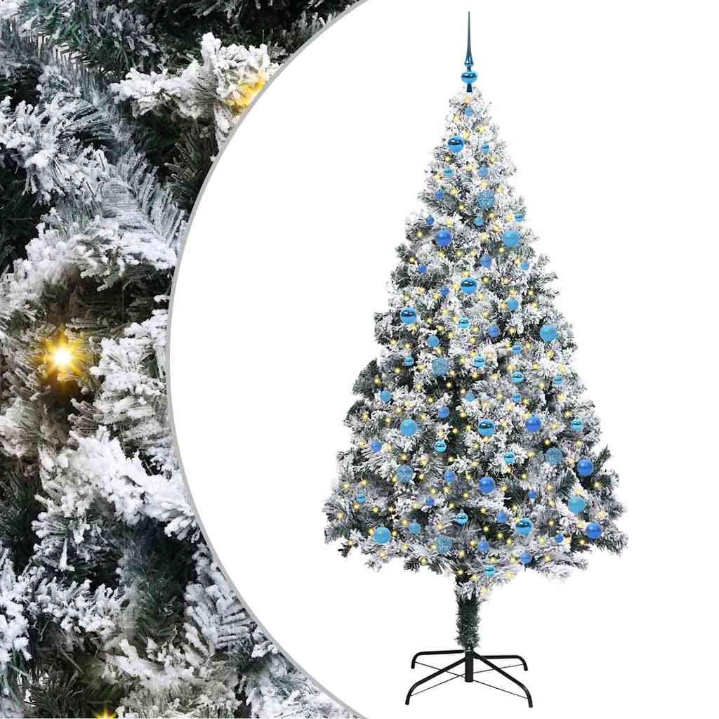 Kunstigt juletræ Hvid 240 cm PVC og Stål og Plastik