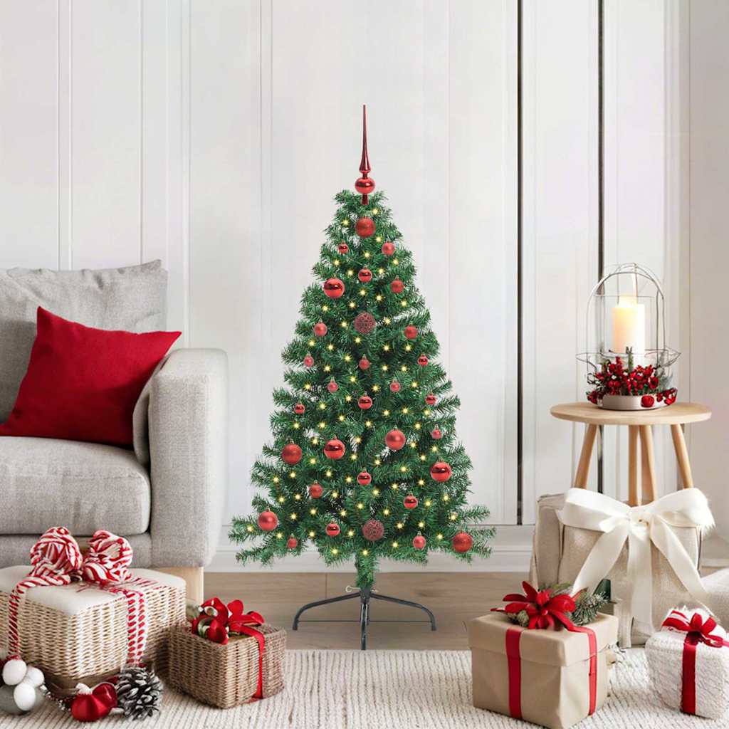 Kunstig Forbelyst Juletræ med 150 LED'er Grøn 120 cm PVC