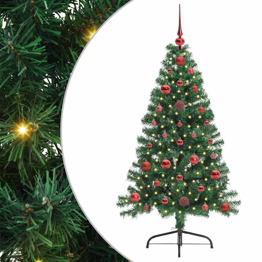 Kunstig Forbelyst Juletræ med 150 LED'er Grøn 120 cm PVC