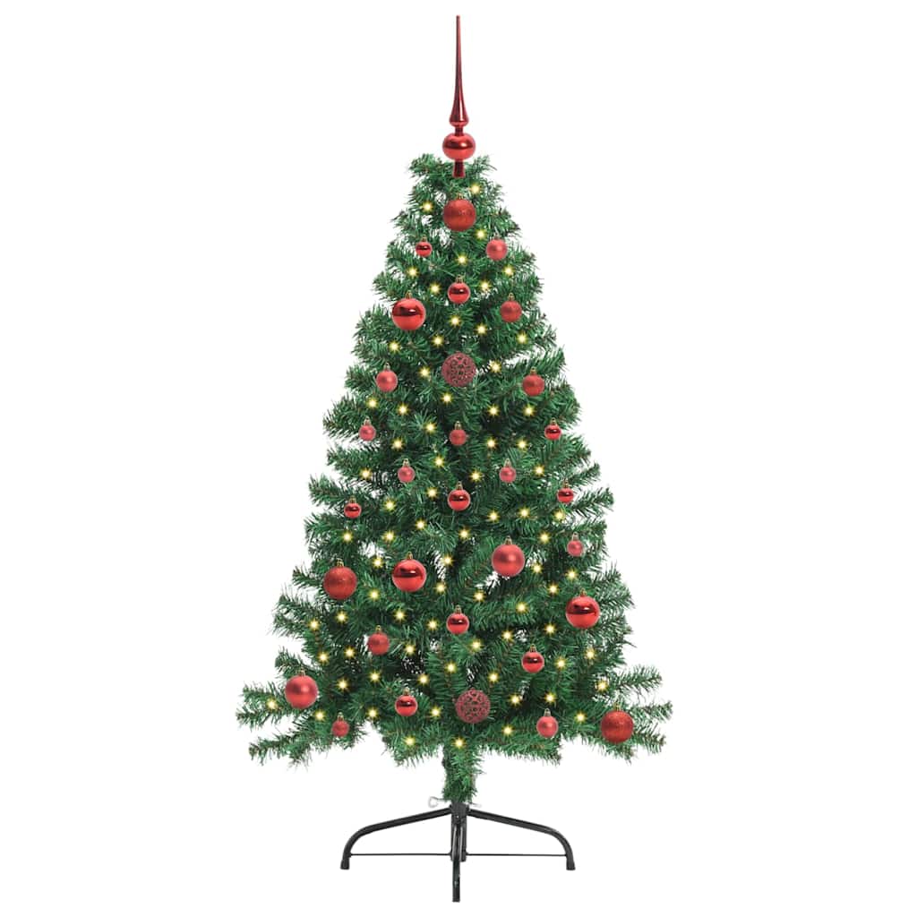 Kunstig Forbelyst Juletræ med 150 LED'er Grøn 120 cm PVC