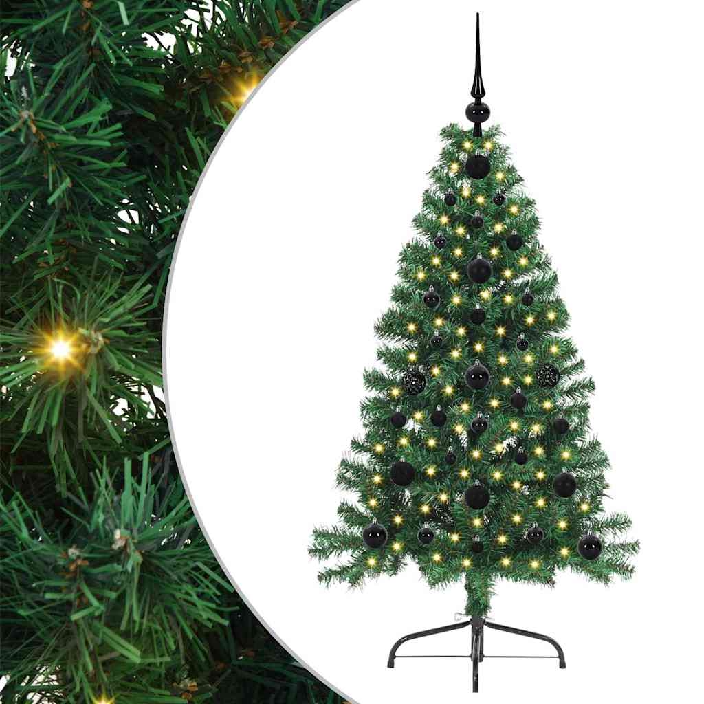 Kunstig Forbelyst Juletræ med 150 LED'er Grøn 120 cm PVC