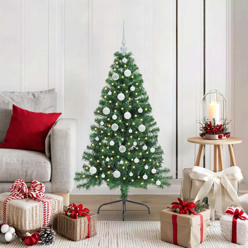Kunstig Forbelyst Juletræ med 150 LED'er Grøn 120 cm PVC