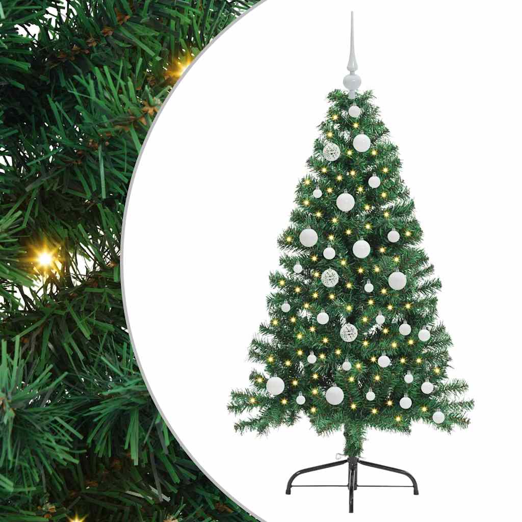 Kunstig Forbelyst Juletræ med 150 LED'er Grøn 120 cm PVC