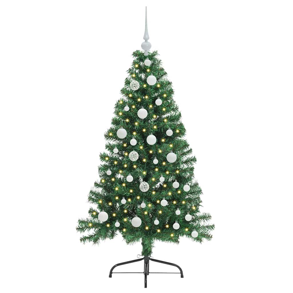 Kunstig Forbelyst Juletræ med 150 LED'er Grøn 120 cm PVC